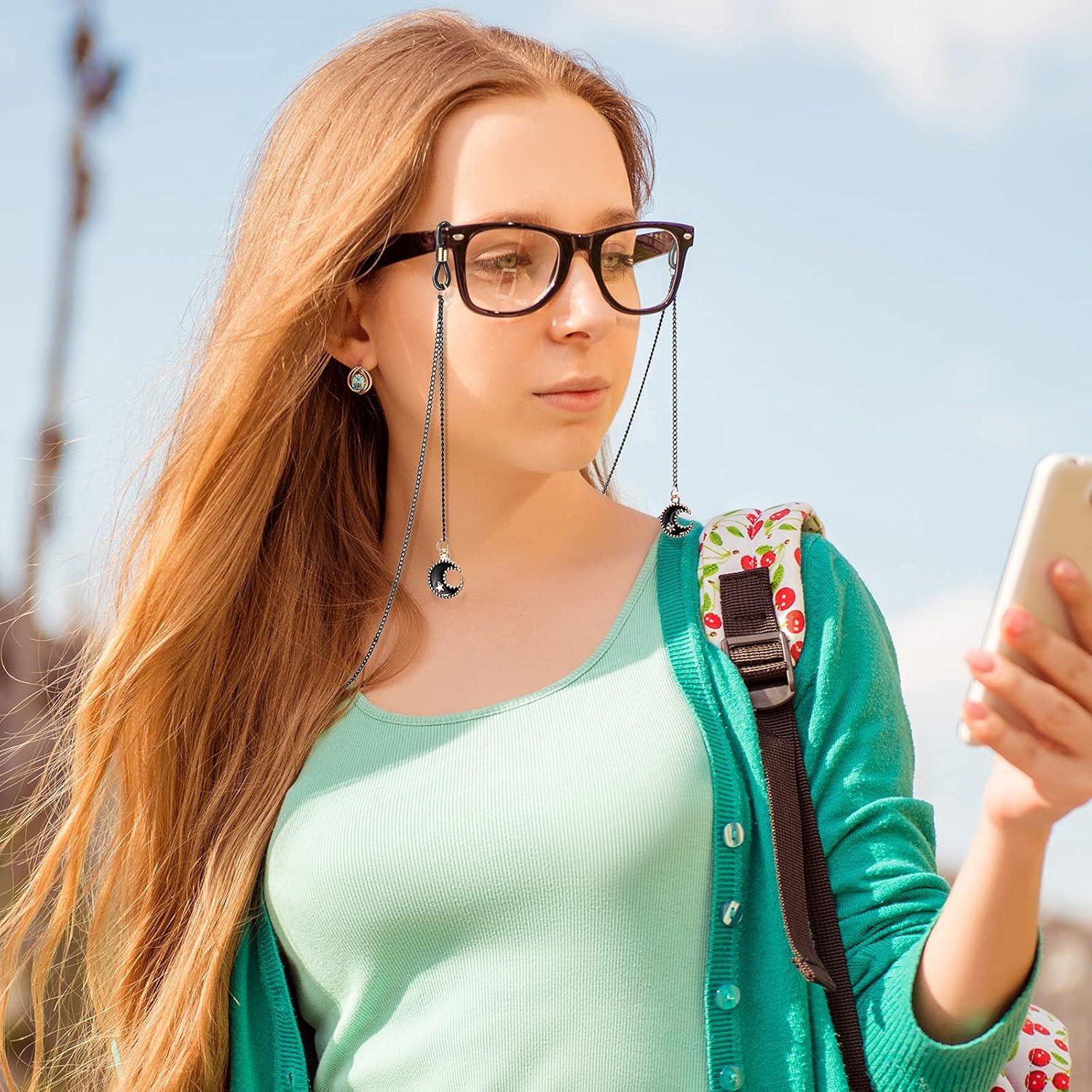 Cadena de Gafas Weewooday 75 cm 4 Piezas Kawaii Negro