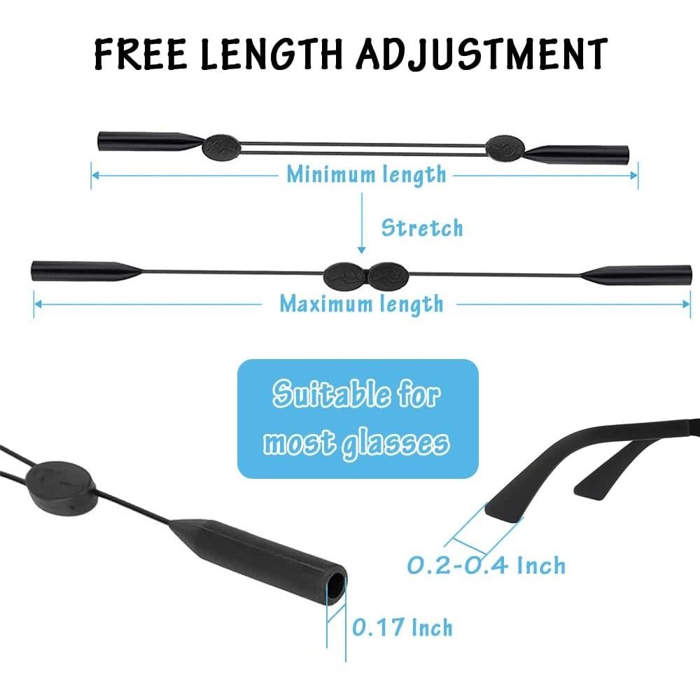 Paquete de 4 correas ajustables para gafas - Niños y Adultos