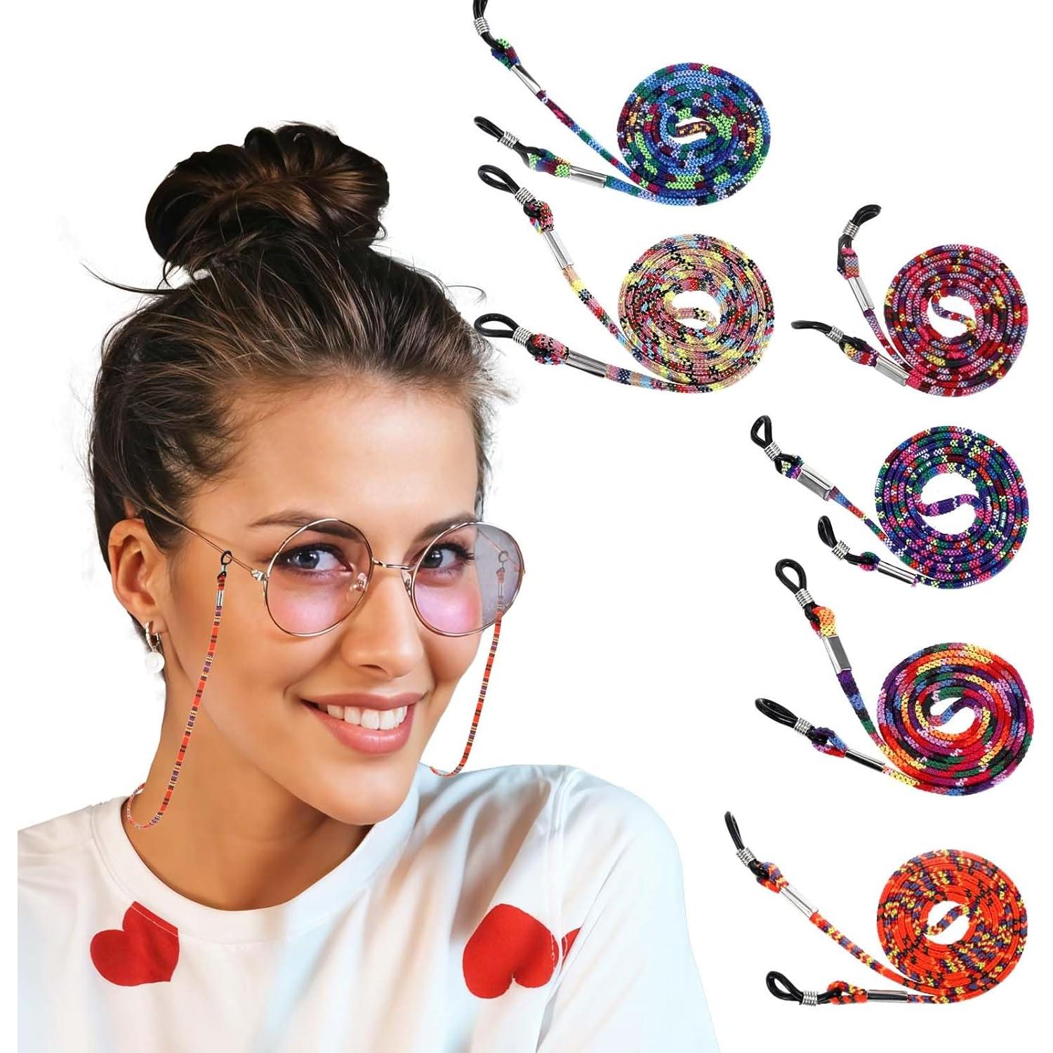 6 Piezas Correa para Gafas Multicolor Bohemia 70cm