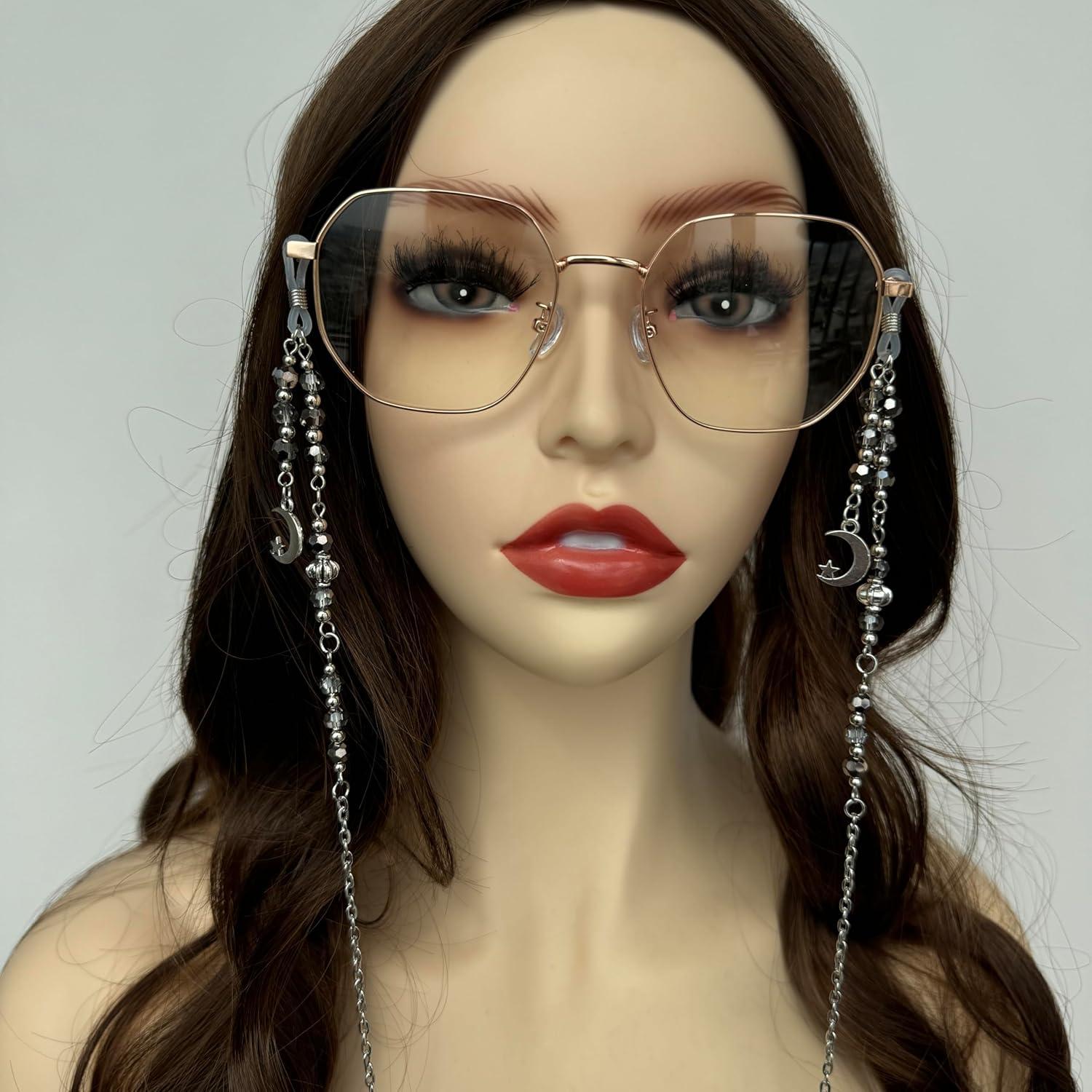 Cadena de Gafas Chic con Cuentas y Encanto de Luna