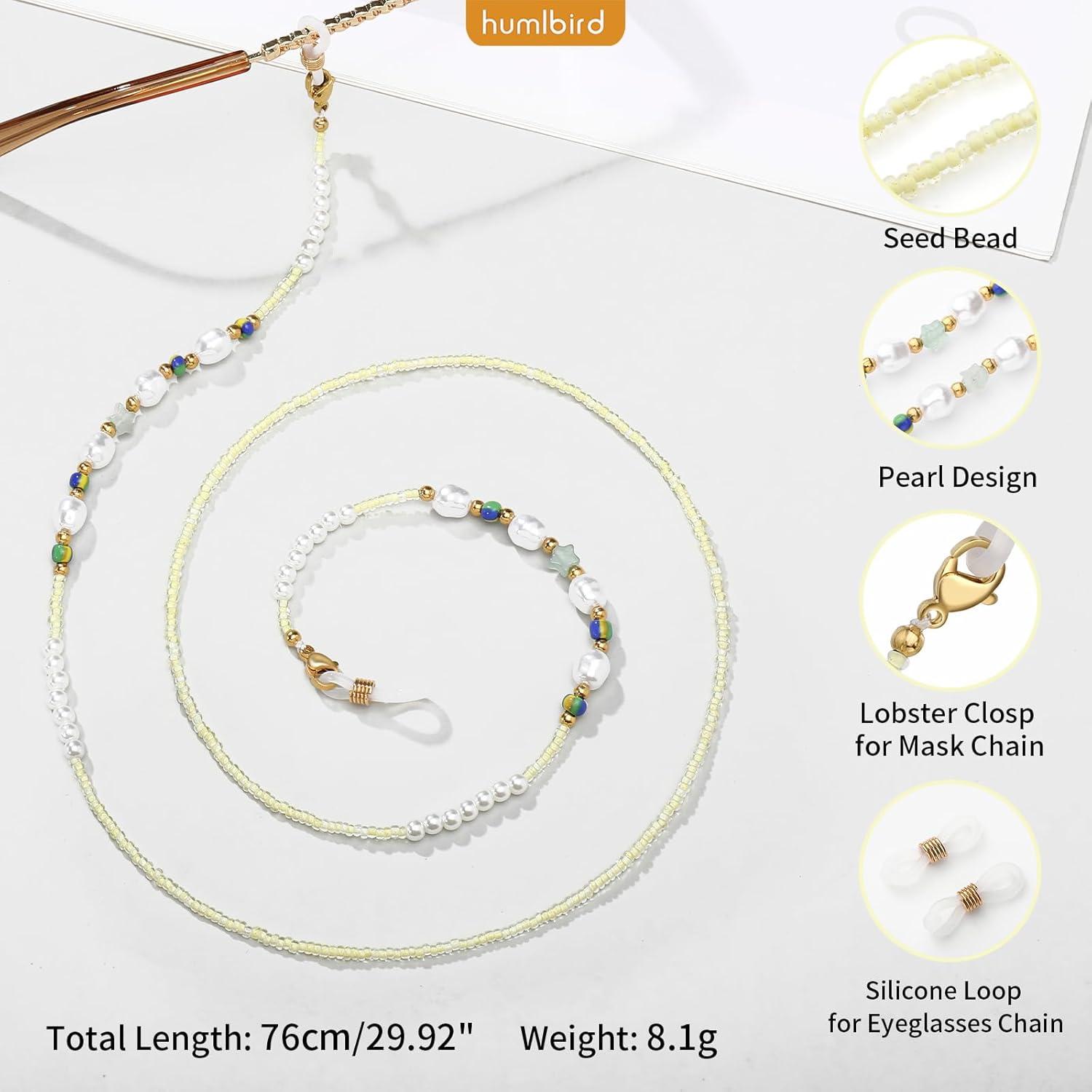 Cadena de Gafas Humlbird para Mujeres Amarillo Perla 76 cm
