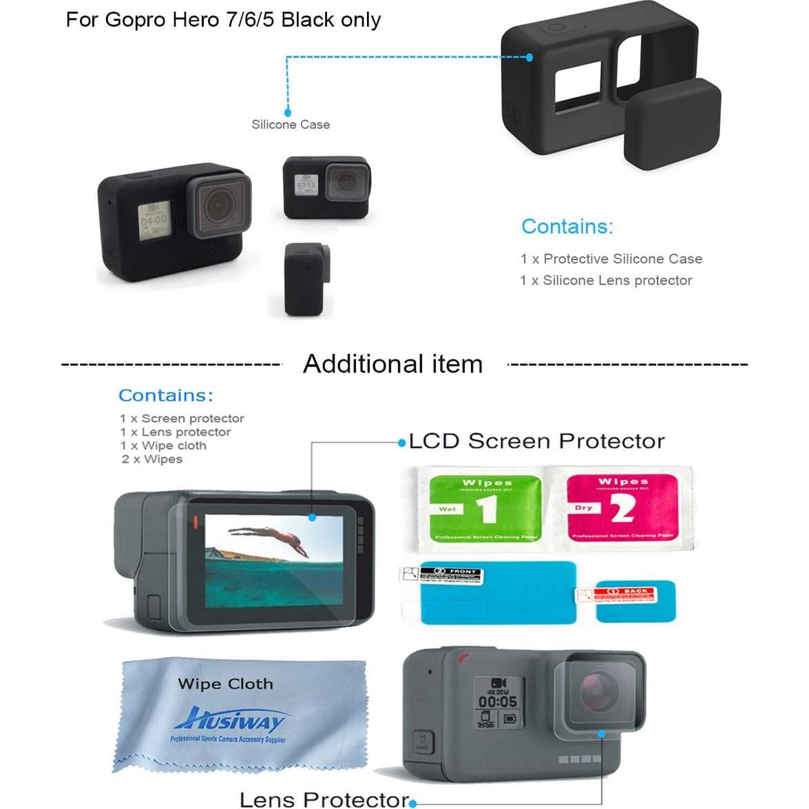 Kit de Accesorios 68 en 1 Husiway para GoPro Hero 7 6 5