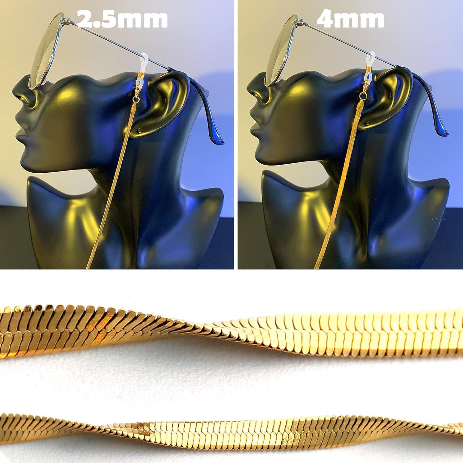 Cadenas para Gafas Mujeres Oro y Plata 55.88 cm Soporte