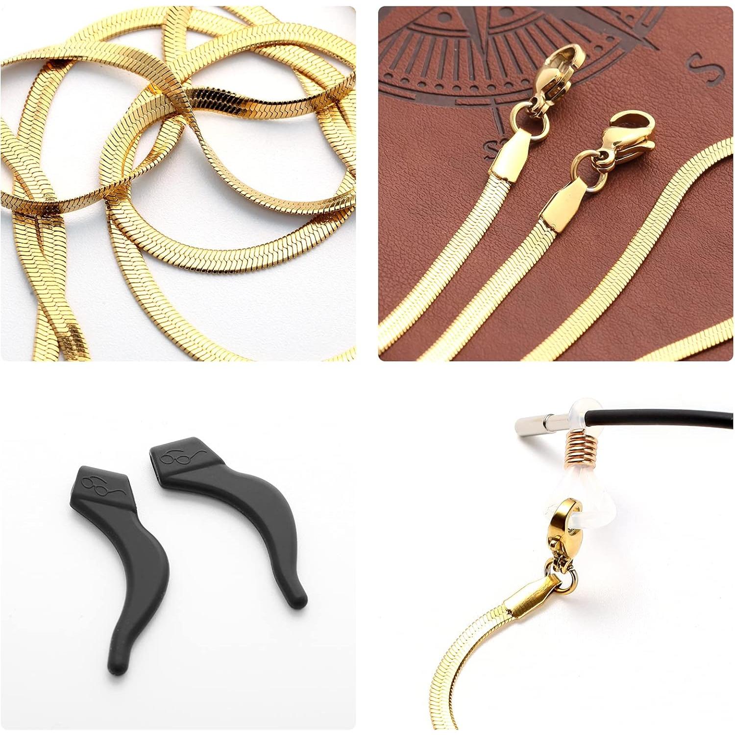 Cadenas para Gafas Mujeres Oro y Plata 55.88 cm Soporte