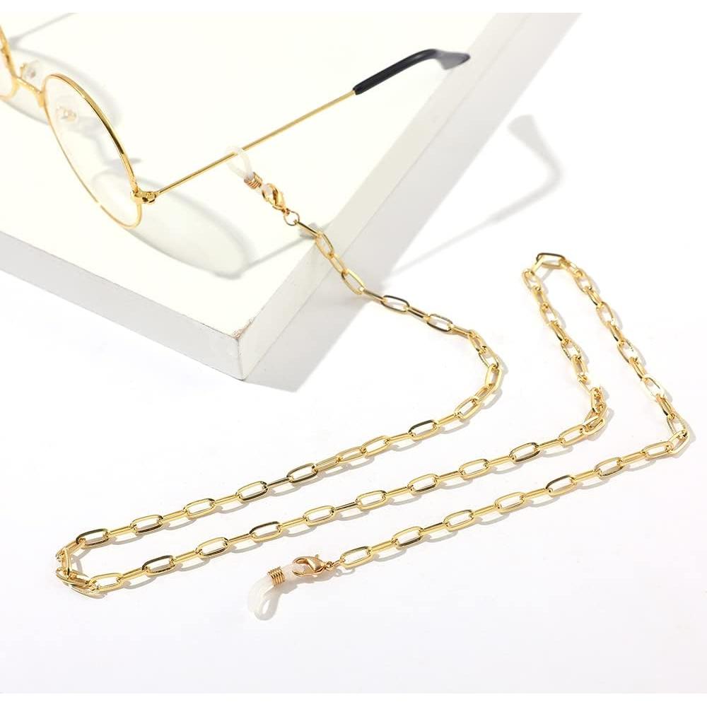 Cadena para Gafas y Mascarilla Dorada - Clip de Papel