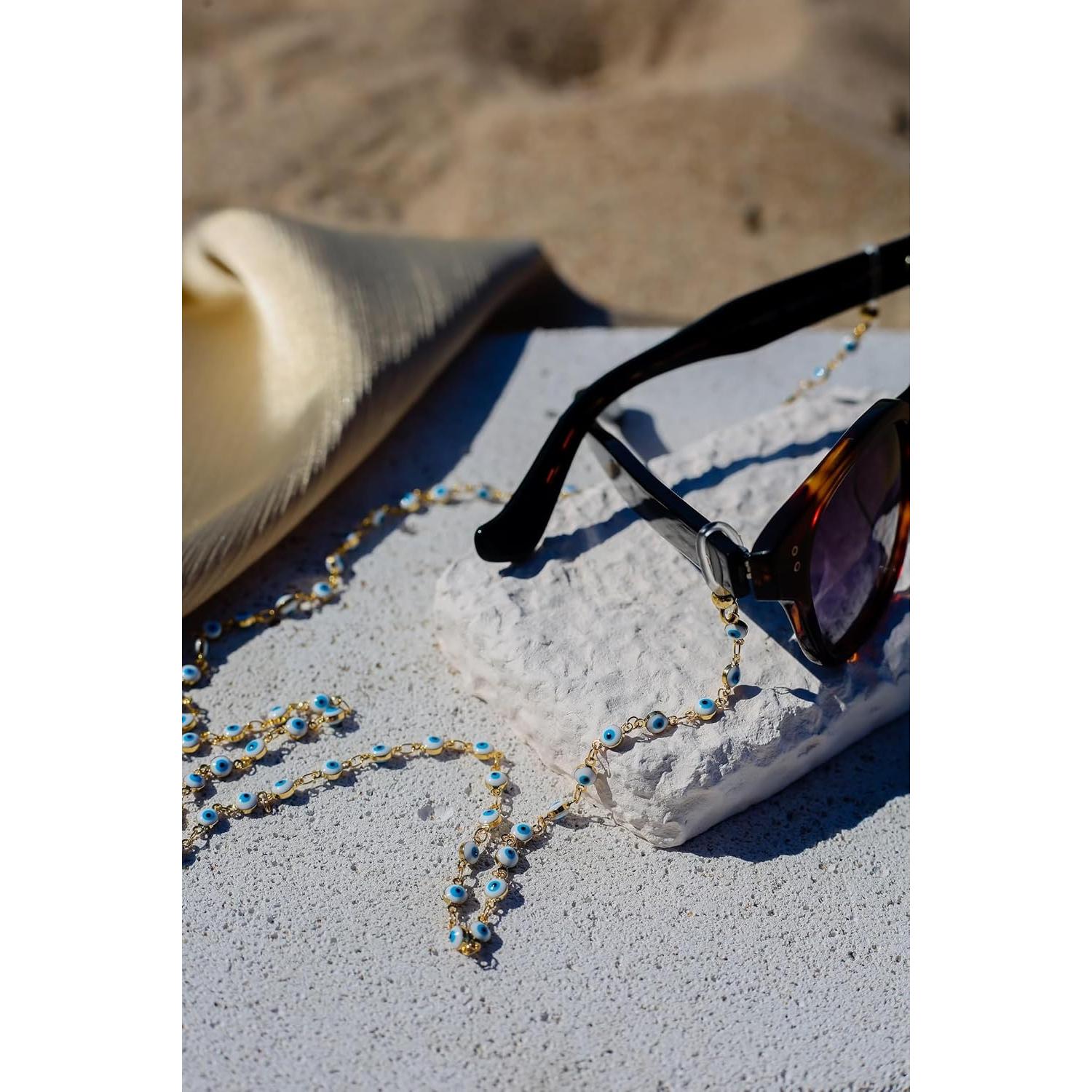 Cadena de Gafas para Mujeres Ojo Malvado 71 cm Cristal 14K