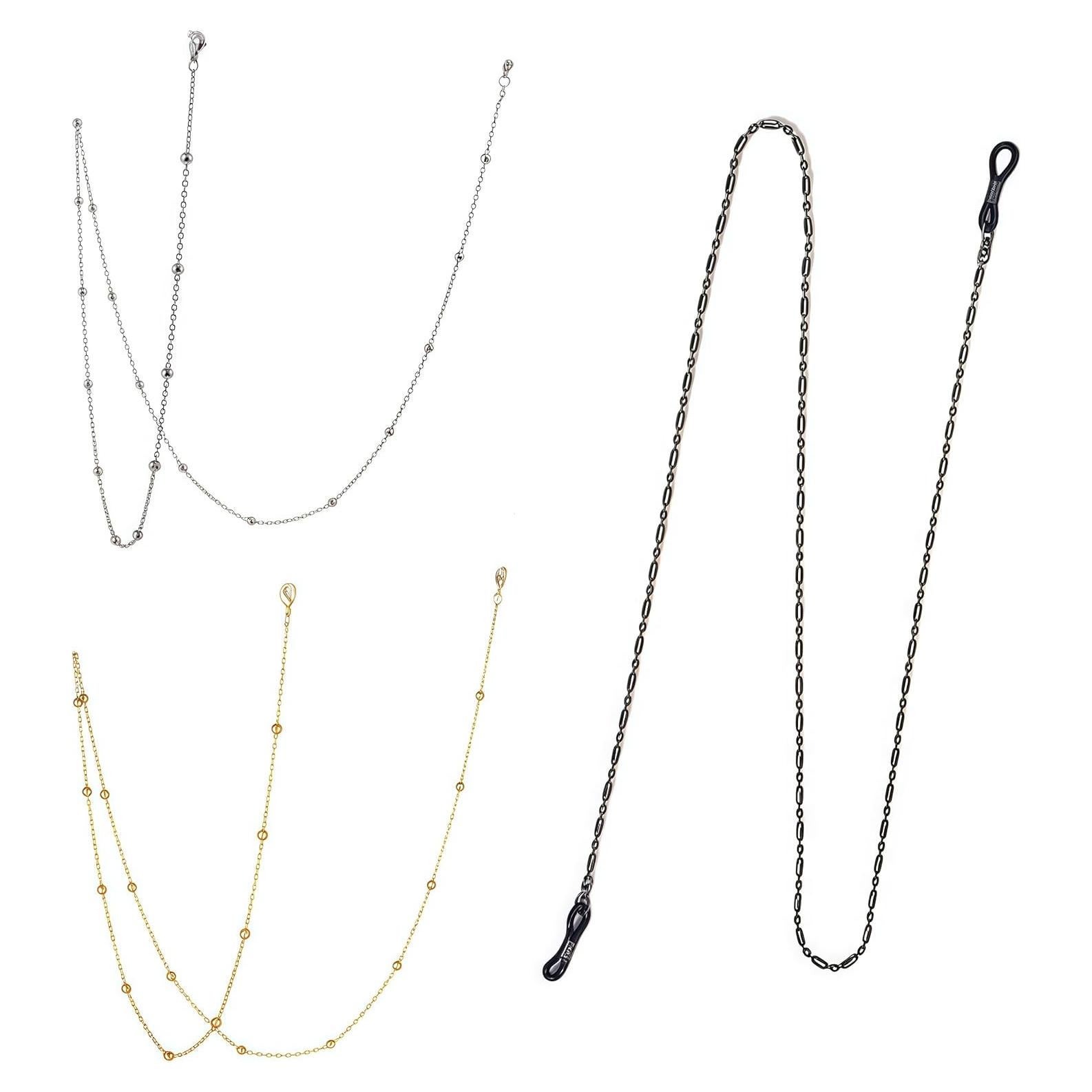 Cadena de Gafas de Metal YCCHN 3 Piezas Ajustable 75 cm