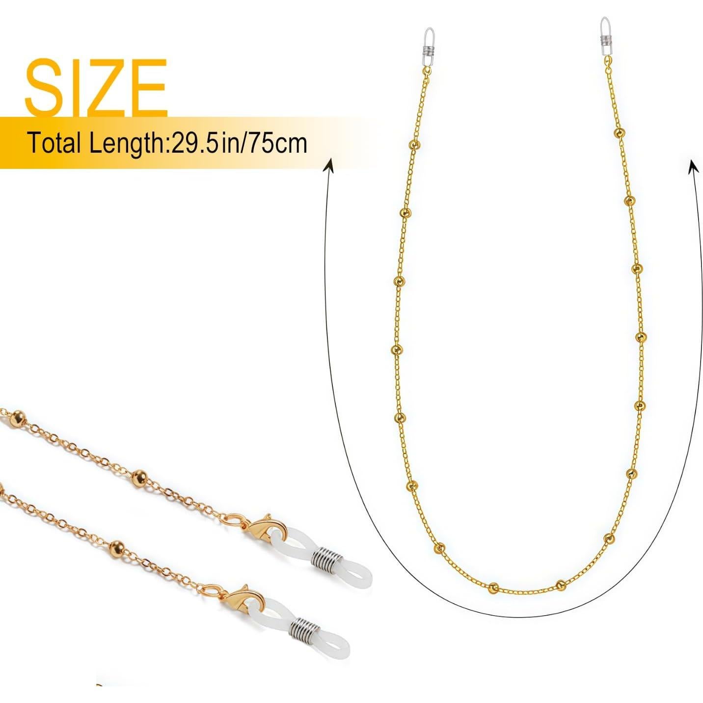 Cadena de Gafas de Metal YCCHN 3 Piezas Ajustable 75 cm