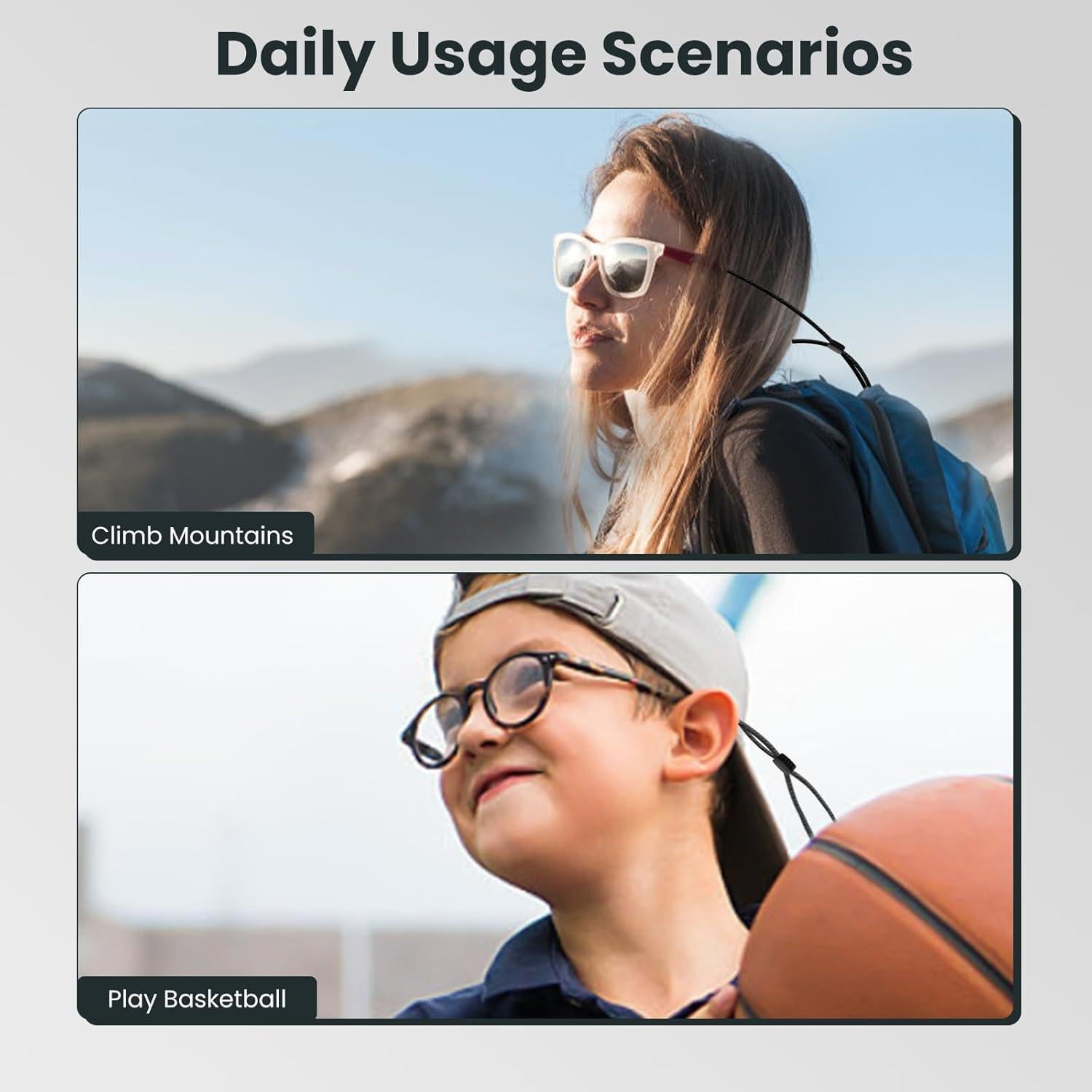 Correa para Gafas HEBEILF - 3 Pcs Ajustable y Cómoda