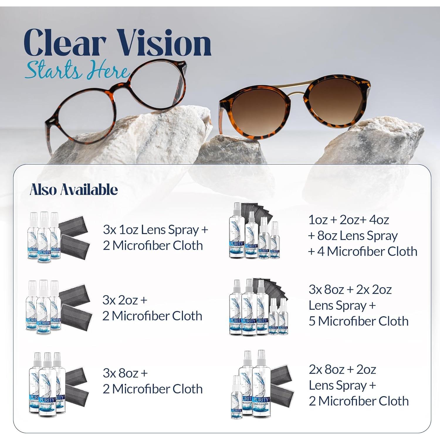 Kit Limpiador de Lentes Purity - 2 x 236ml + 1 x 59ml