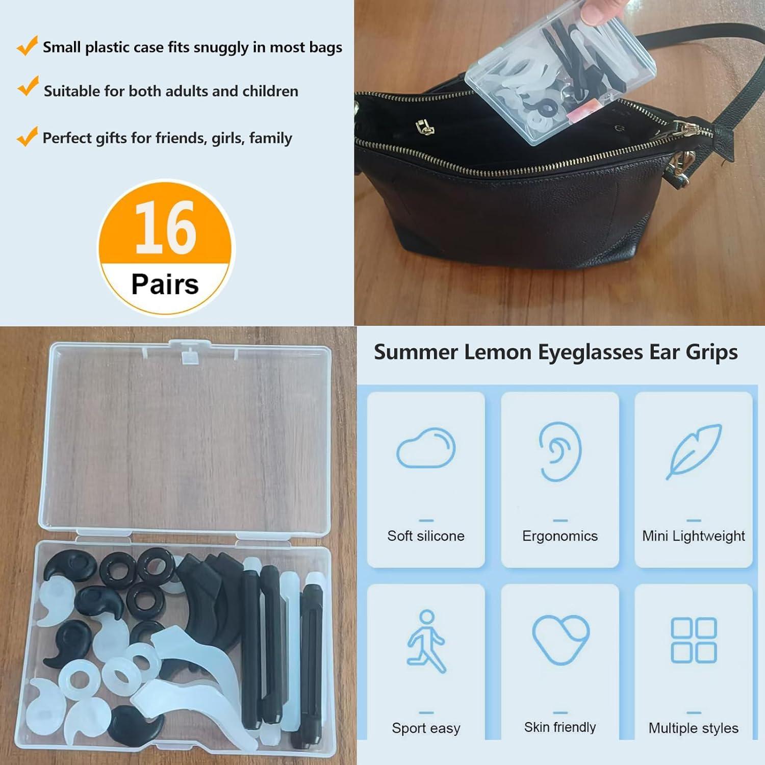 16 Pares Sujetadores de Gafas Summer Lemon Silicona Antideslizante