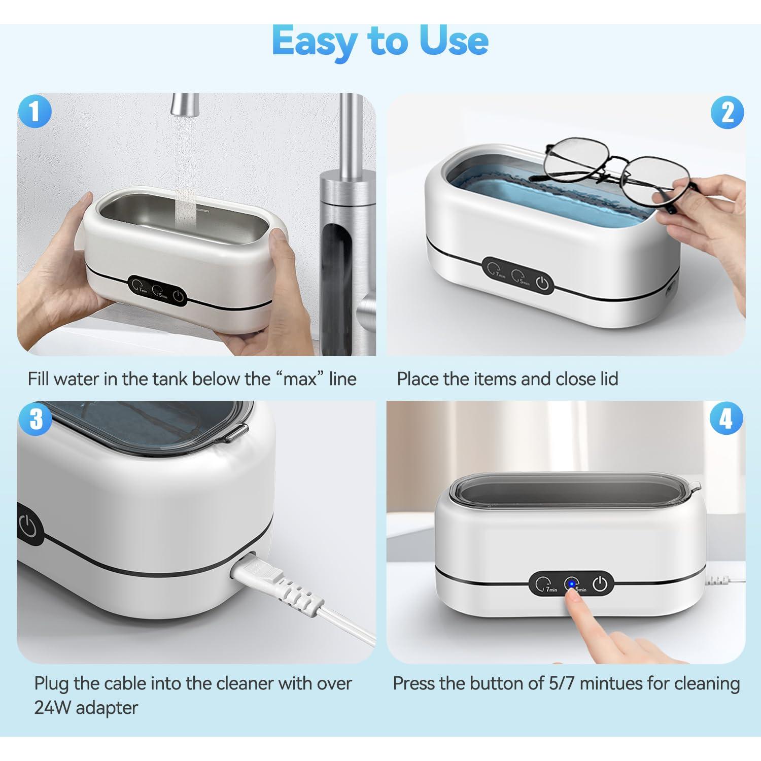 Limpiador Ultrasónico BYASKZIV 48KHz para Joyas y Gafas