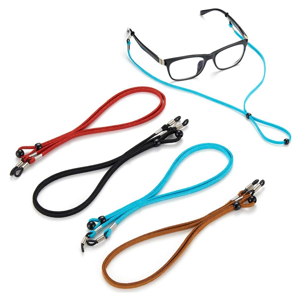 4 PCS Correas para Gafas - Cadena Ajustable de Cuero