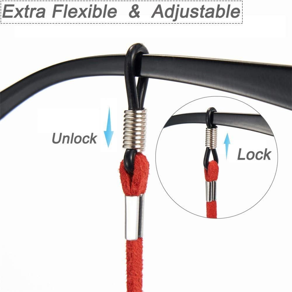 4 PCS Correas para Gafas - Cadena Ajustable de Cuero