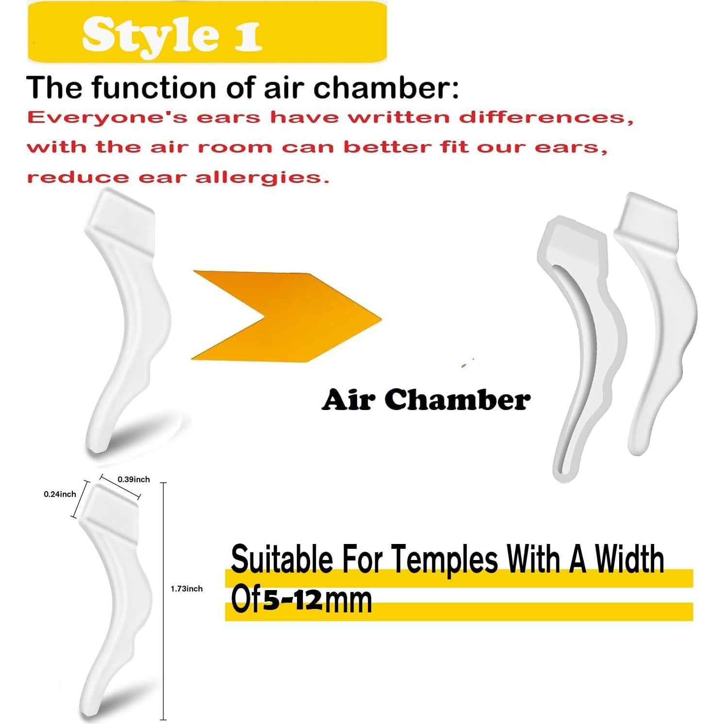 Soporte de oreja para gafas Silicona 12 pares Transparente