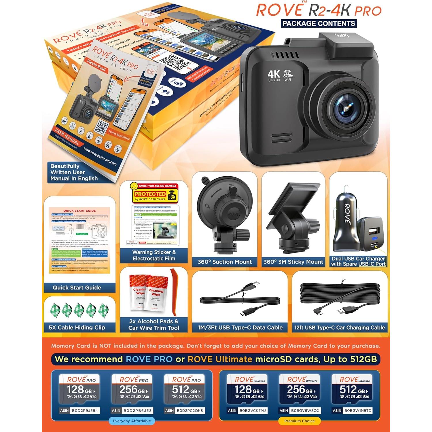 Cámara de Salpicadero ROVE R2-4K PRO con GPS y WiFi 5G