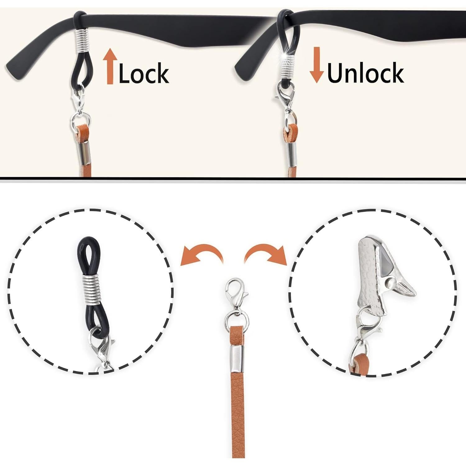 Soporte para Gafas Sigonna - Cadena de Cuero Eco Premium