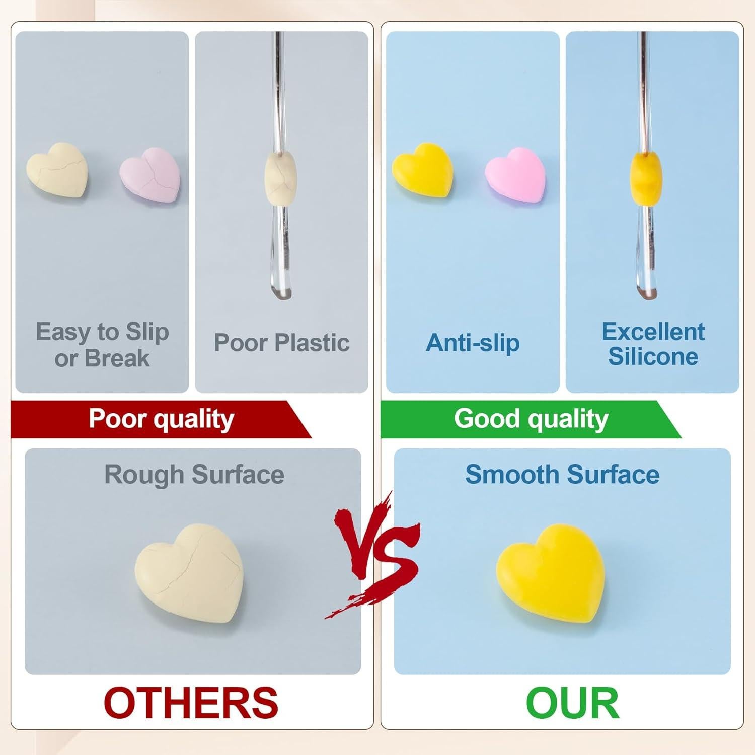 Grapas para Gafas de Silicona en Forma de Corazón - 11 Pares