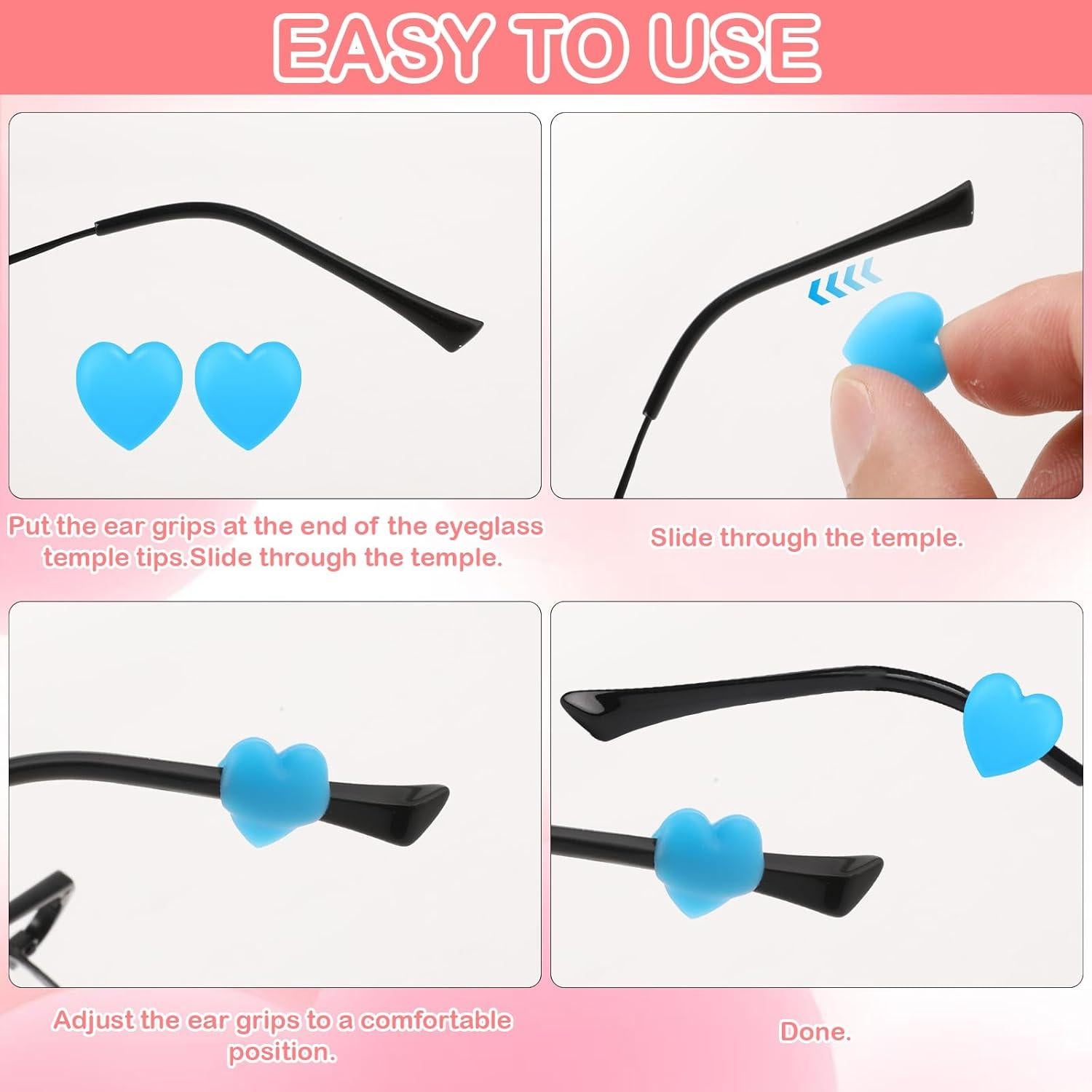 Sujetadores de Gafas de Silicona Suave 16pcs Corazón