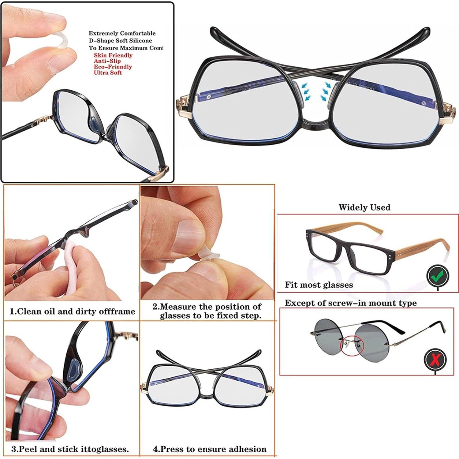 34PCS Sujetadores de Gafas Silicona Antideslizantes Negro