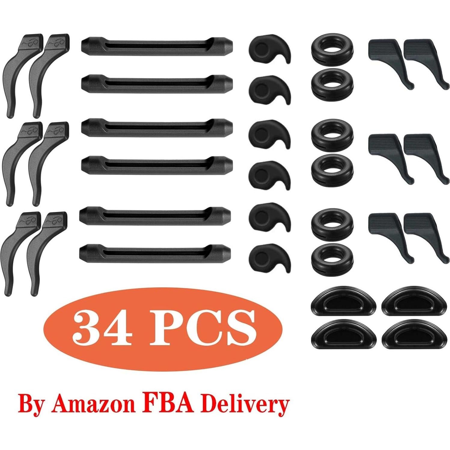 34PCS Sujetadores de Gafas Silicona Antideslizantes Negro