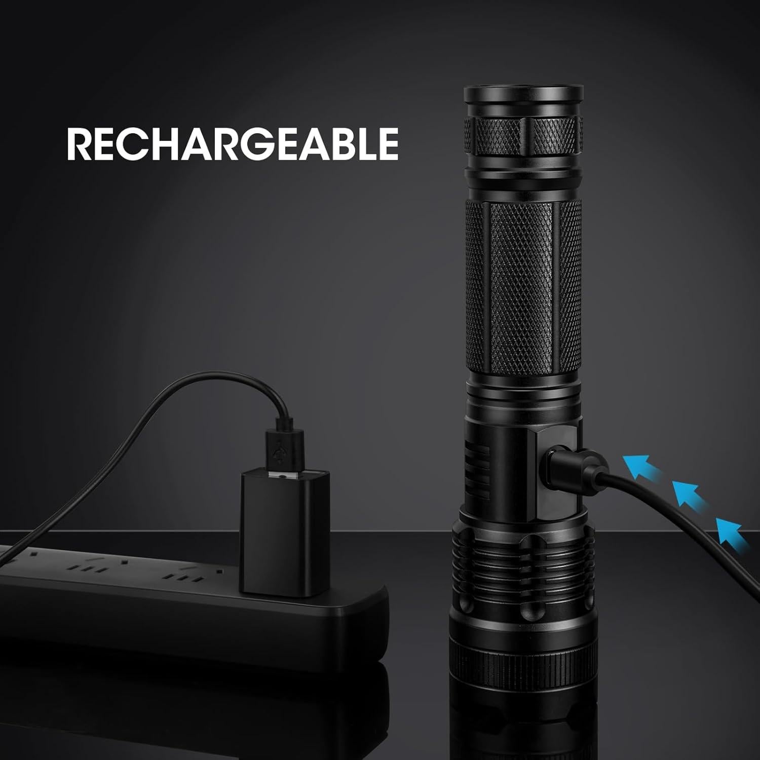 Linterna Recargable KINGCAESAR 90,000 Lúmenes 3 Paquetes IPX7