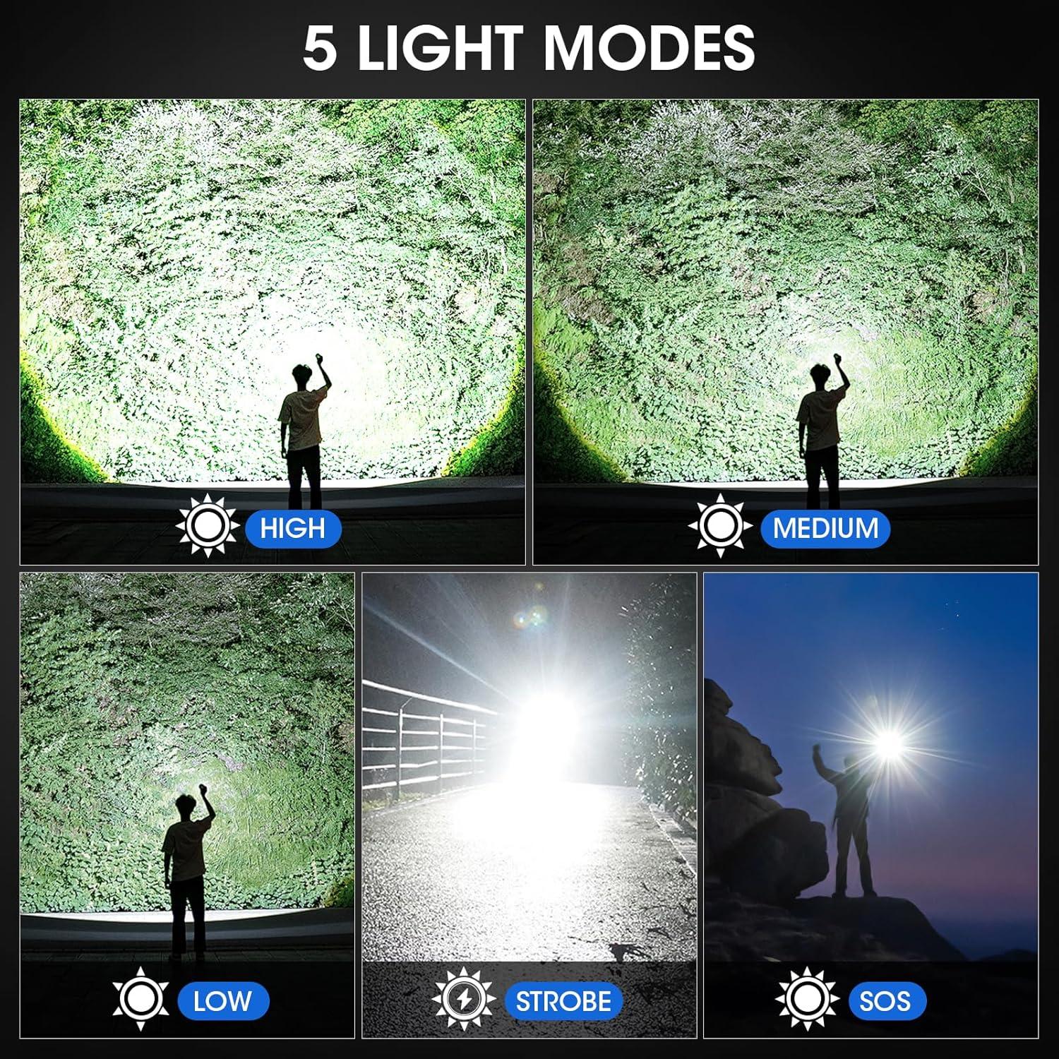 Linterna Recargable KINGCAESAR 90,000 Lúmenes 3 Paquetes IPX7