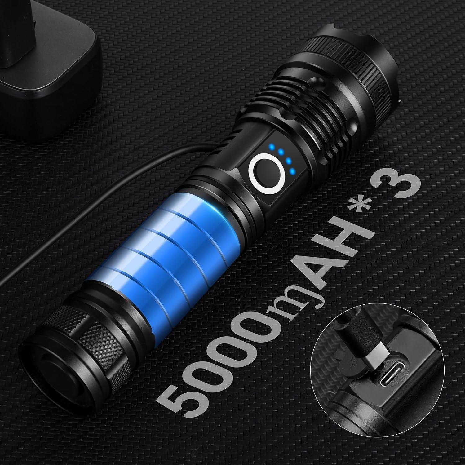 Linterna Recargable KINGCAESAR 90,000 Lúmenes 3 Paquetes IPX7