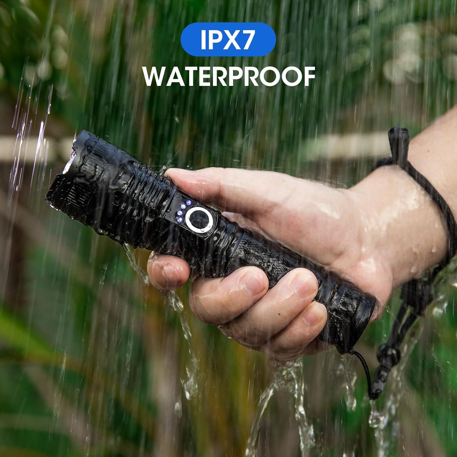 Linterna Recargable KINGCAESAR 90,000 Lúmenes 3 Paquetes IPX7