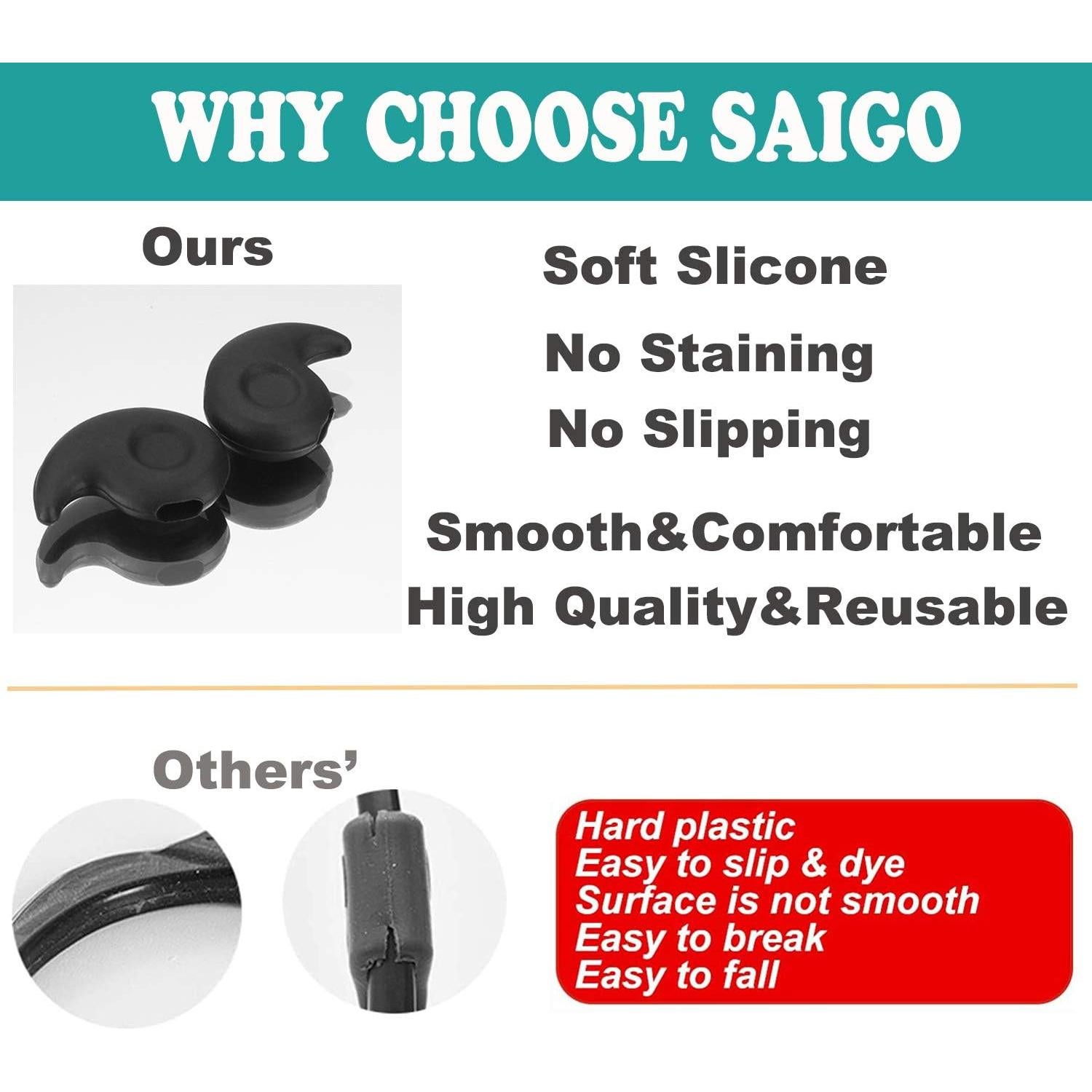 Gancho de oreja antideslizante para gafas 10 pares