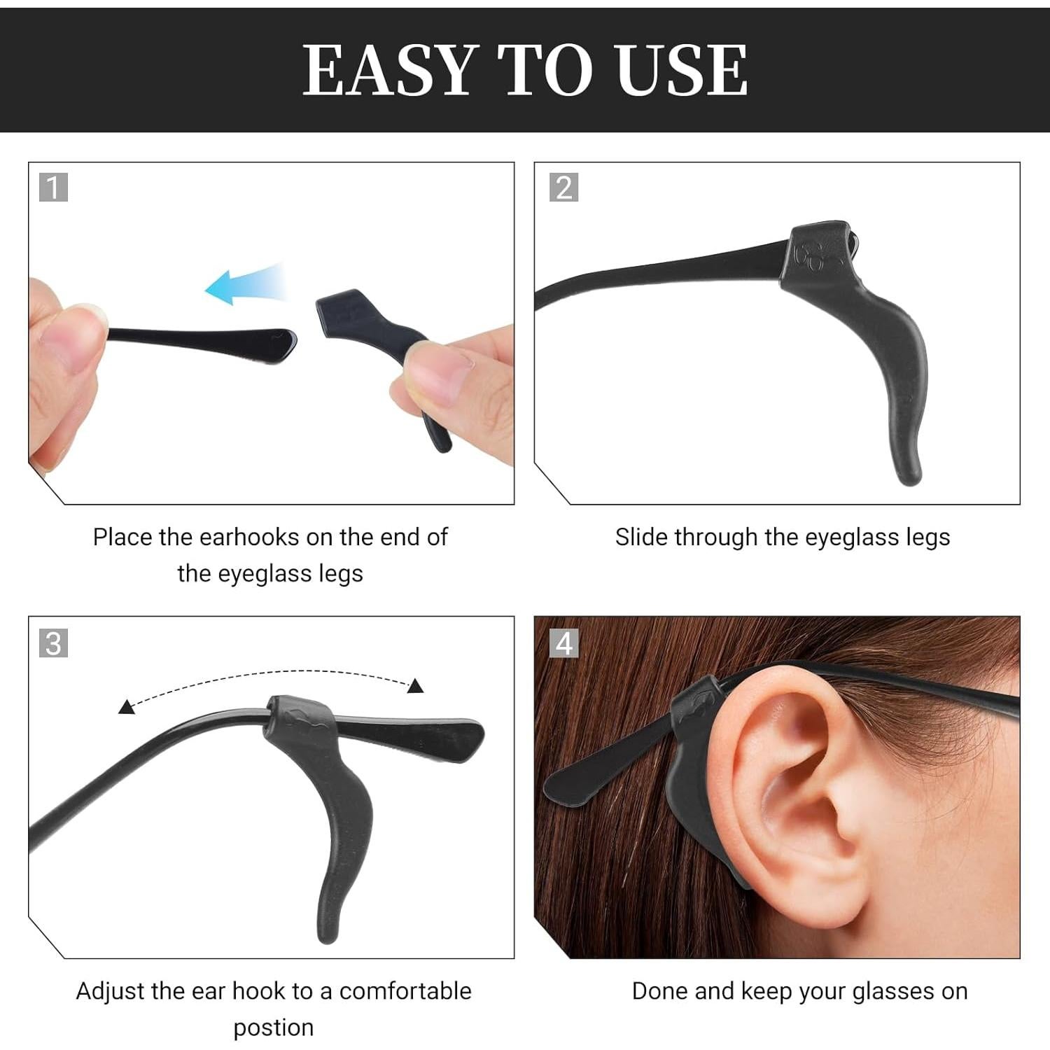 24 Pares Sujetadores de Oídos Rindion para Gafas Silicona