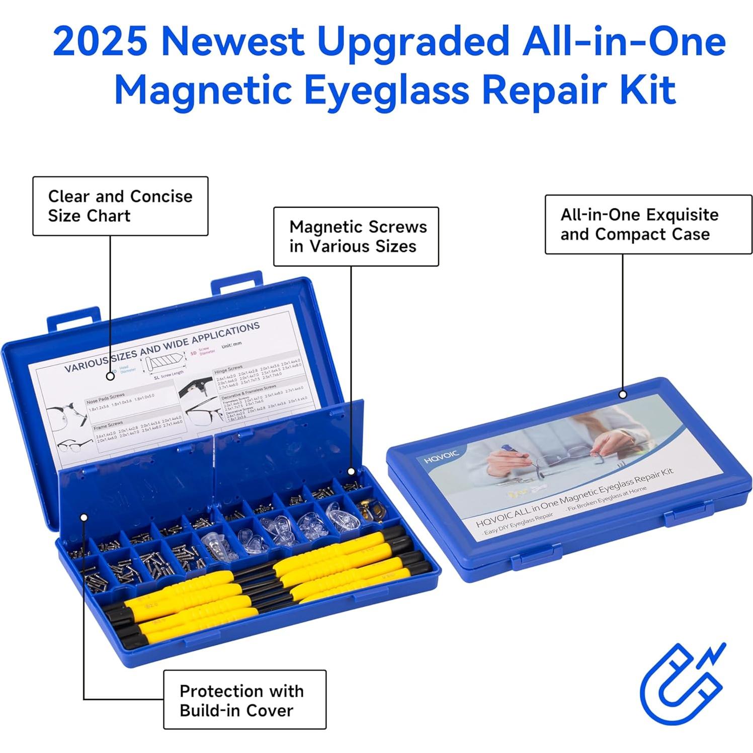 Kit de Reparación de Gafas HQVOIC con Destornilladores y Tornillos