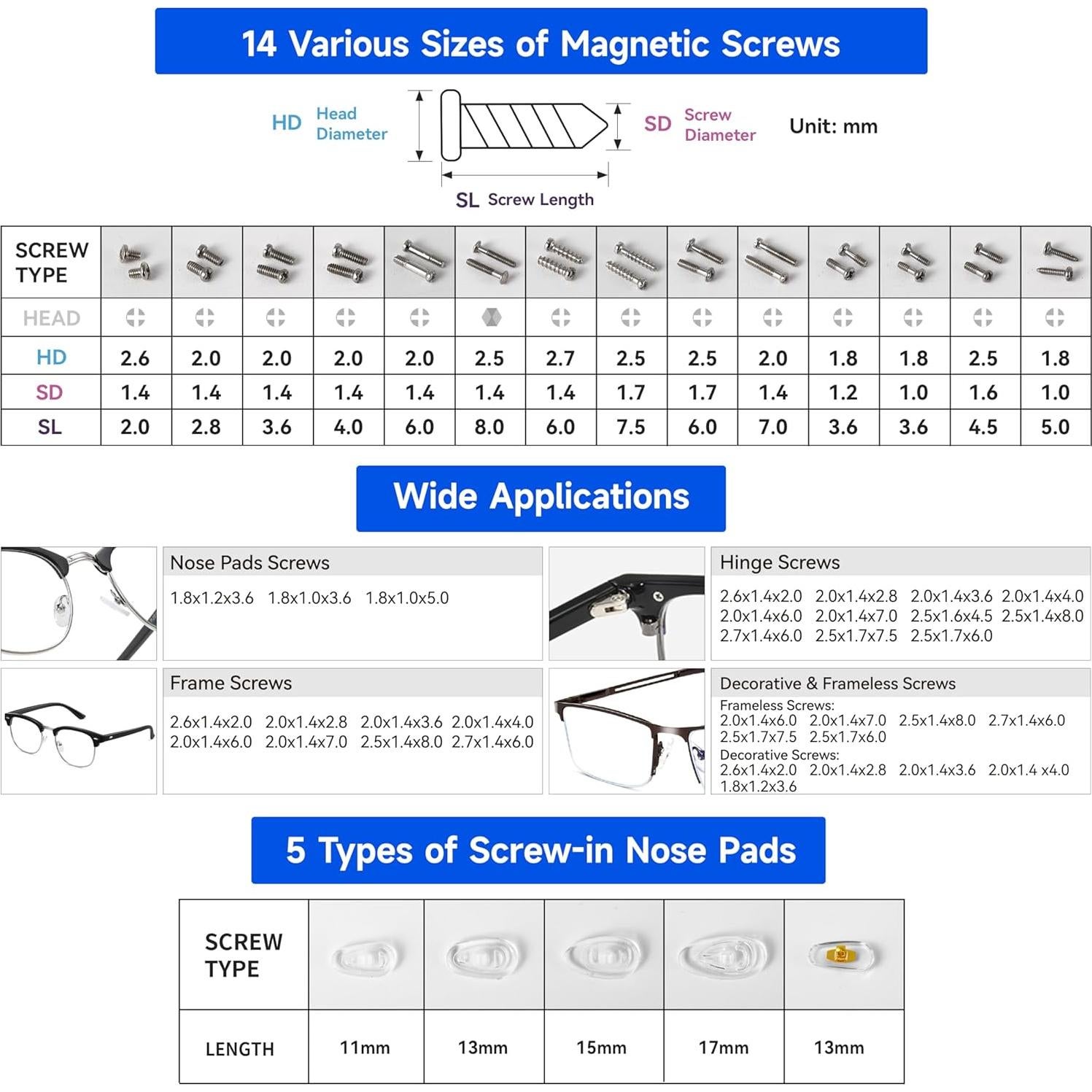 Kit de Reparación de Gafas HQVOIC con Destornilladores y Tornillos