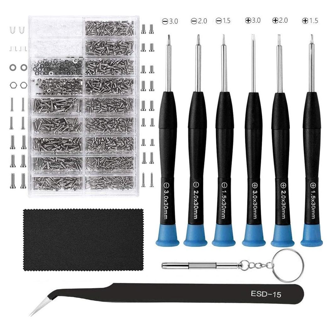 Kit de Reparación de Gafas HKIDEE con 1000 Tornillos y 6 Destornilladores