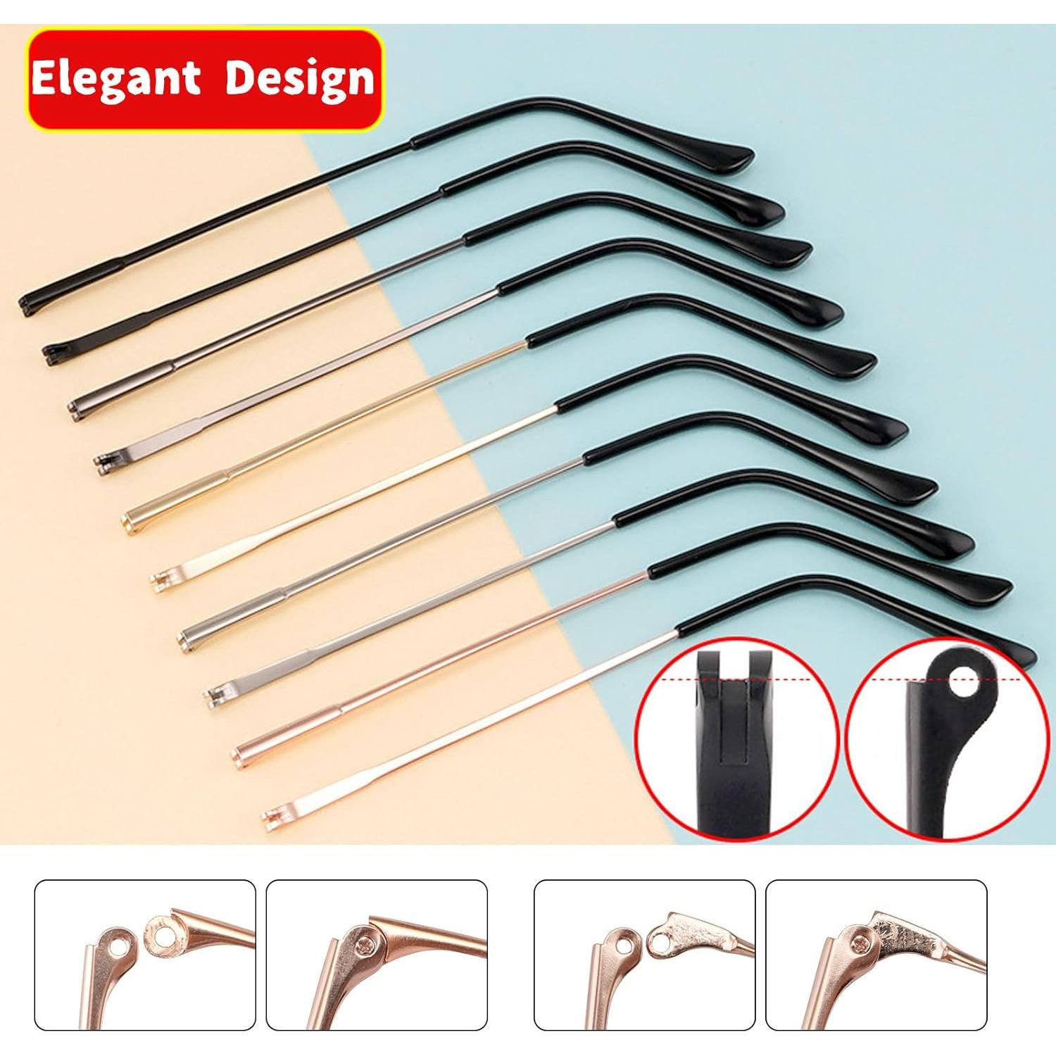 Patas de Gafas de Metal TORWOL 138mm Gris Reemplazo DIY