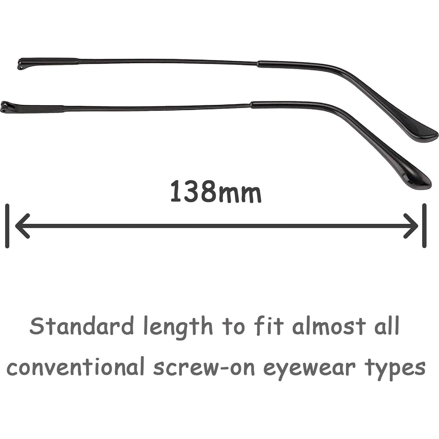 Patas de Gafas de Metal TORWOL 138mm Gris Reemplazo DIY