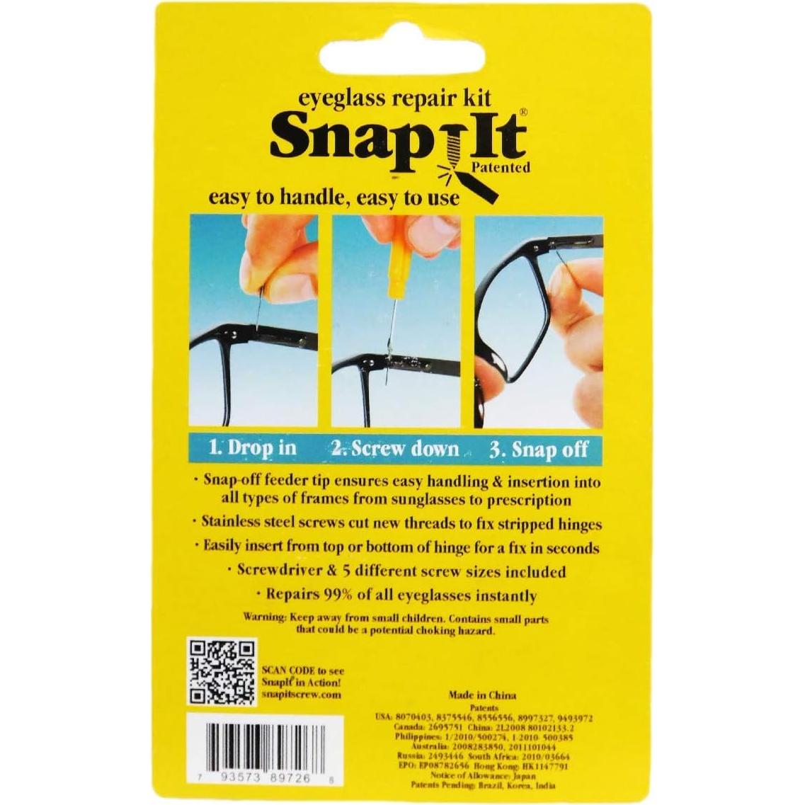 Kit de Reparación de Gafas SnapItscrew con Tornillos y Destornillador