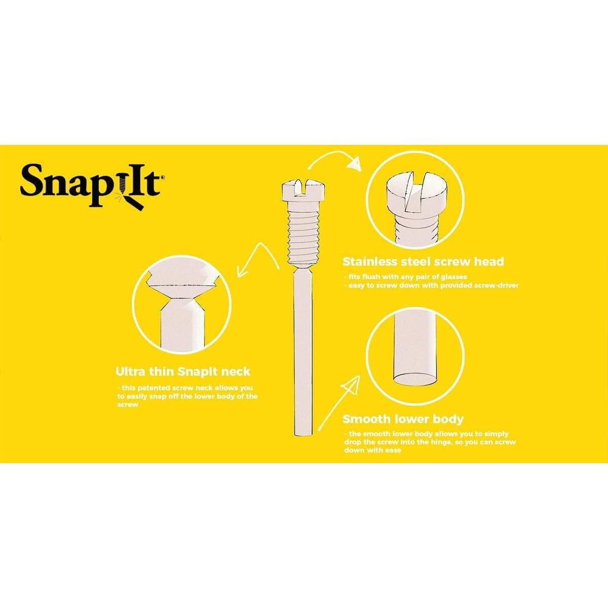 Kit de Reparación de Gafas SnapItscrew con Tornillos y Destornillador