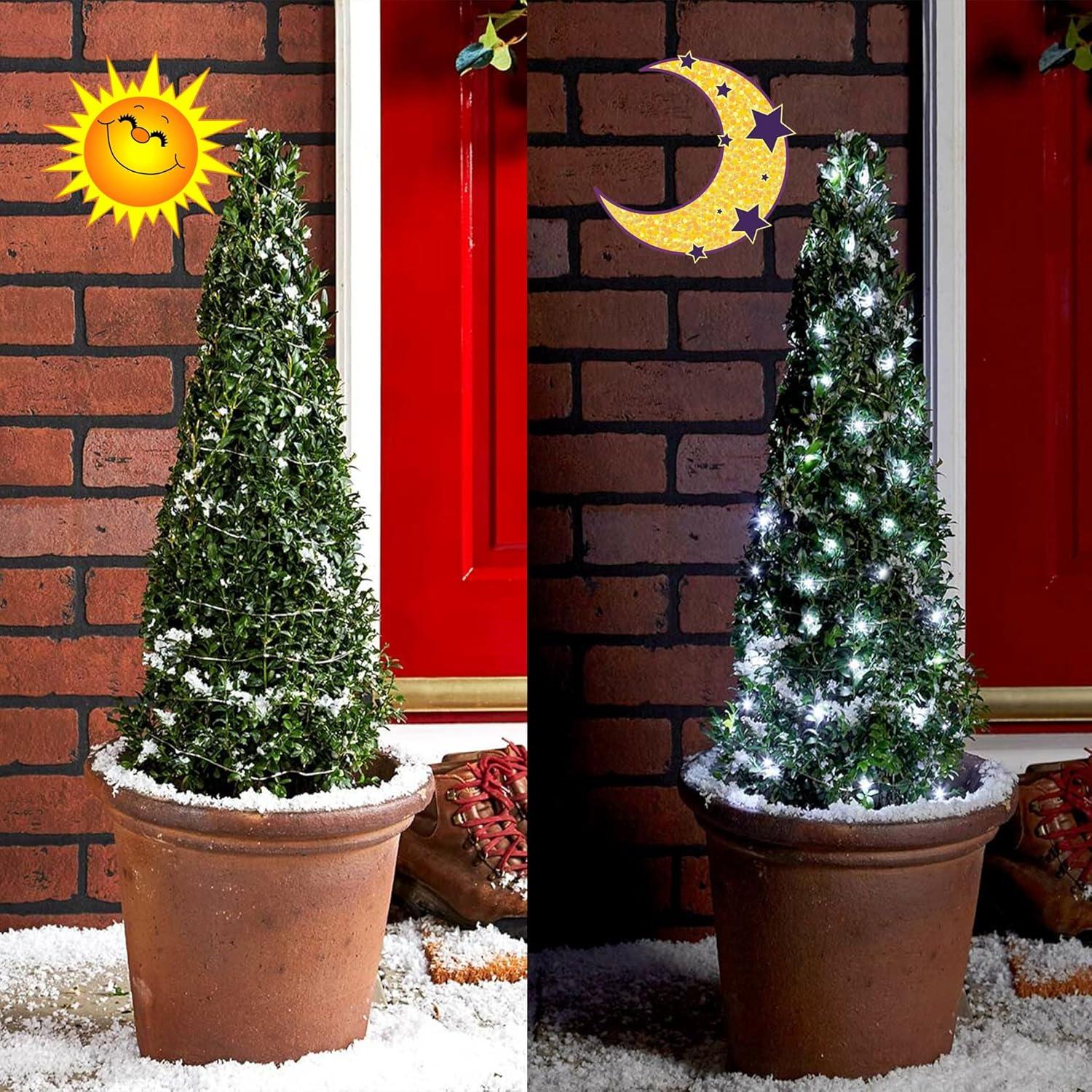 Luces de Cadena Solares Kemooie 200 LED 20m 8 Modos Blancas