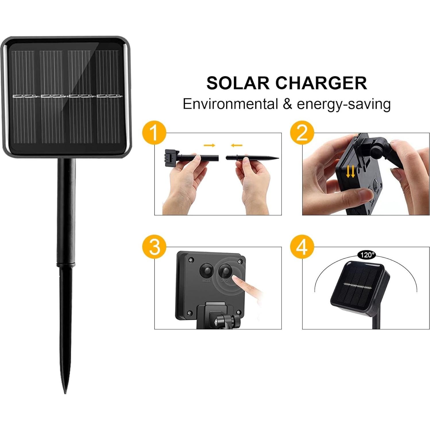 Luces de Cadena Solares Kemooie 200 LED 20m 8 Modos Blancas