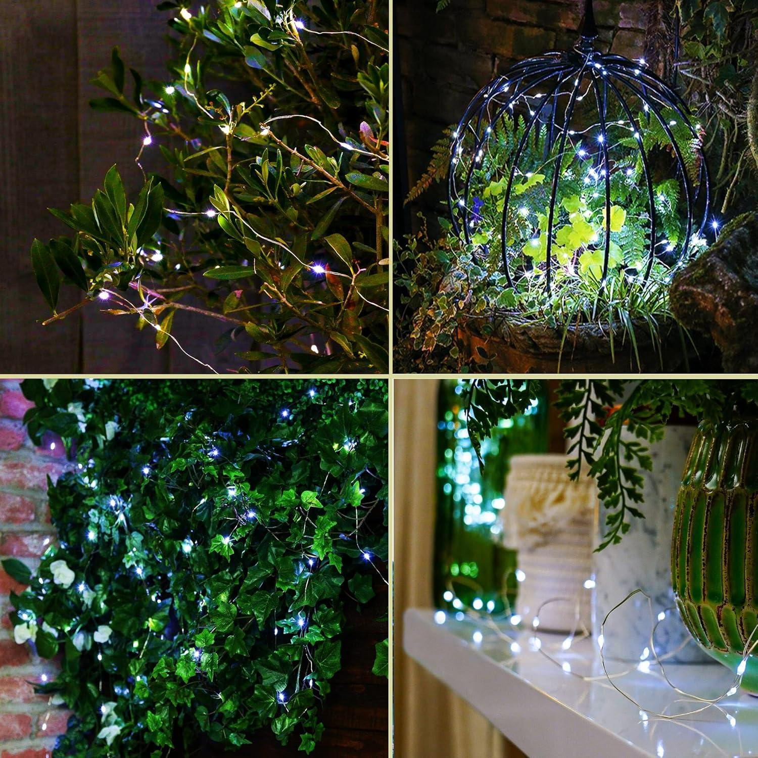 Luces de Cadena Solares Kemooie 200 LED 20m 8 Modos Blancas