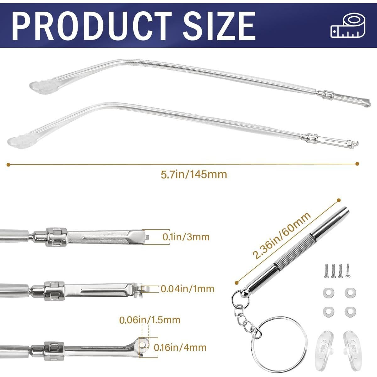 Patillas de Metal para Gafas LNQ LUNIQI Repuesto Universal Plata