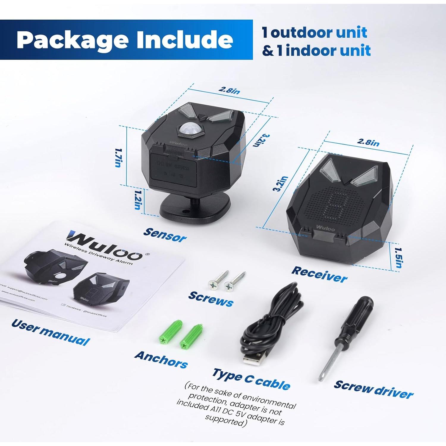 Alarma Solar Inalámbrica Wuloo con 1 Sensor y Receptor