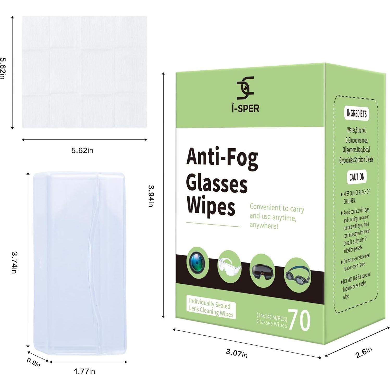 Toallitas Antivaho i-SPER 70 Piezas para Gafas y Lentes