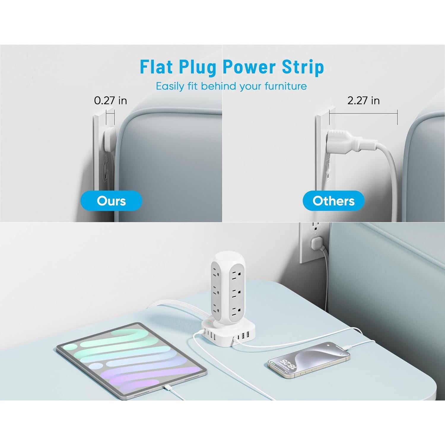 Torre de Regleta TenTrend 40W con 12 Salidas y 8 USB