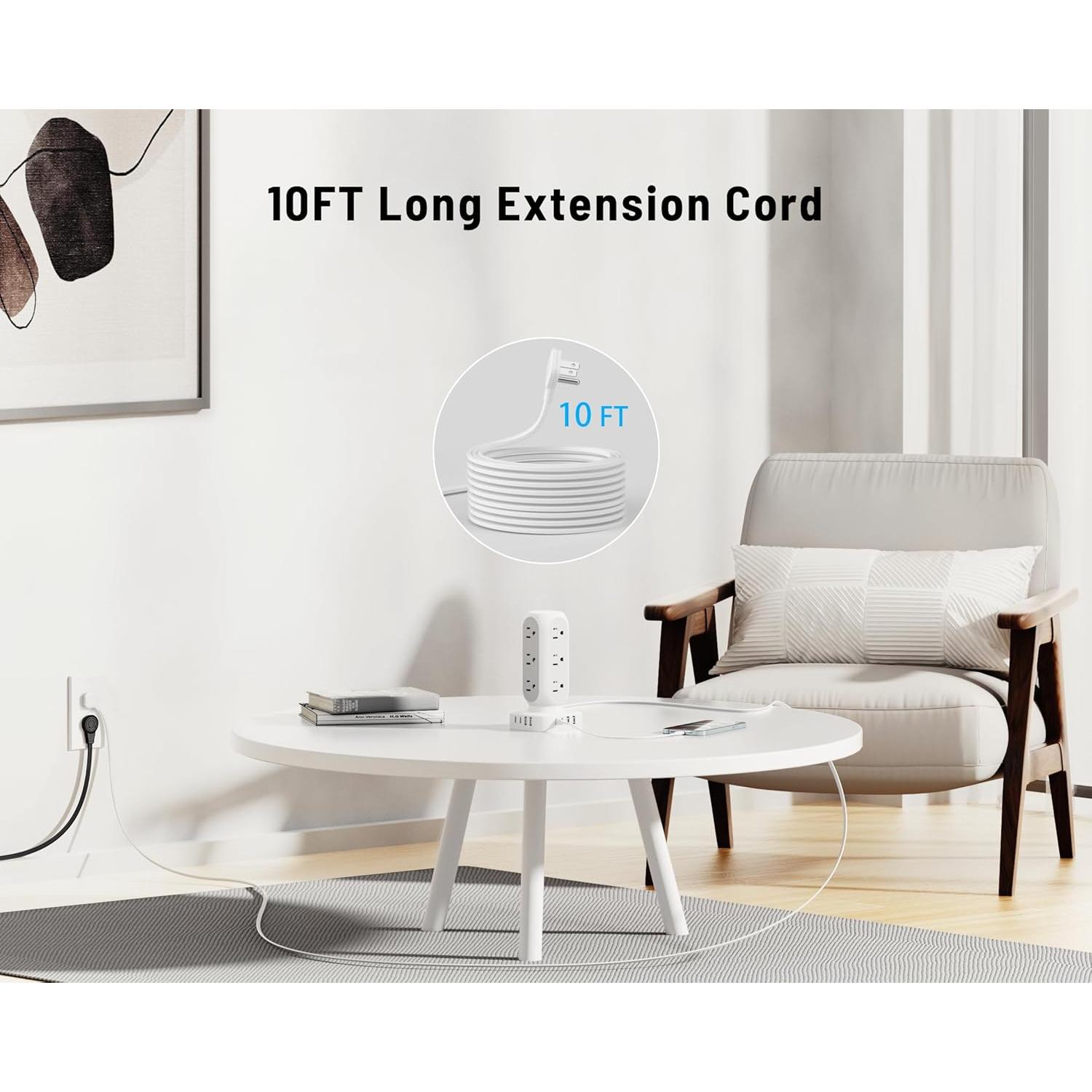 Torre de Regleta TenTrend 40W con 12 Salidas y 8 USB