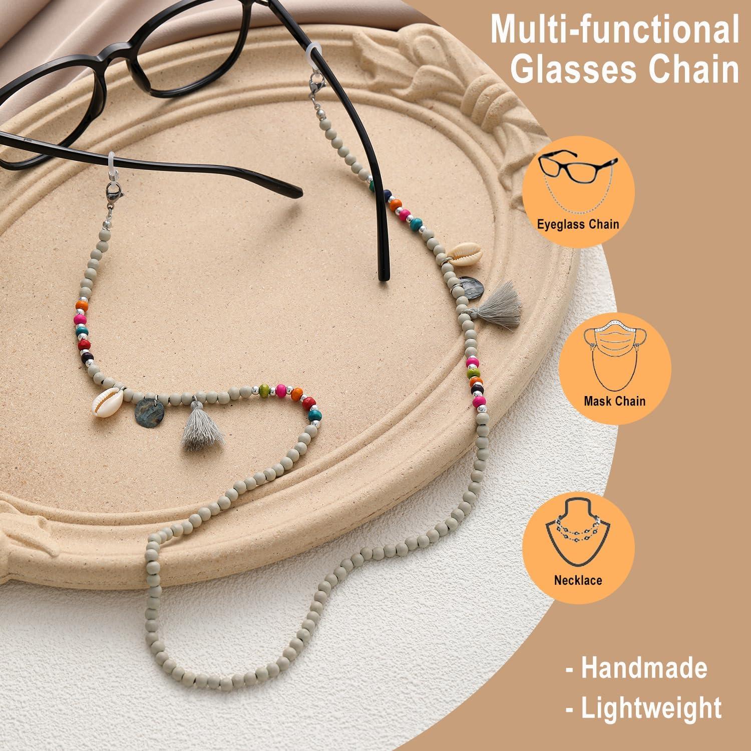 Cadena para Gafas de Sol Mujer EC-Tassels Gris con Borlas