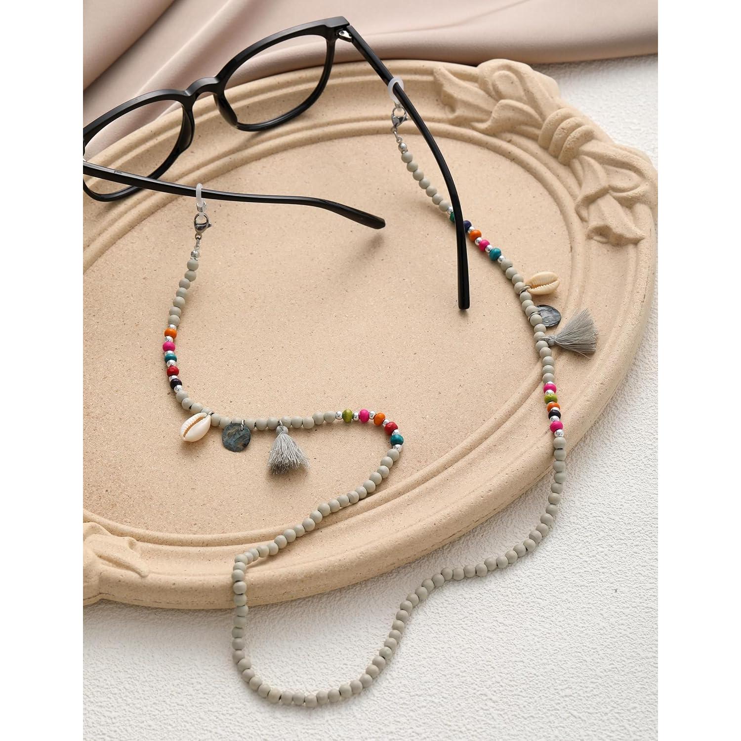 Cadena para Gafas de Sol Mujer EC-Tassels Gris con Borlas