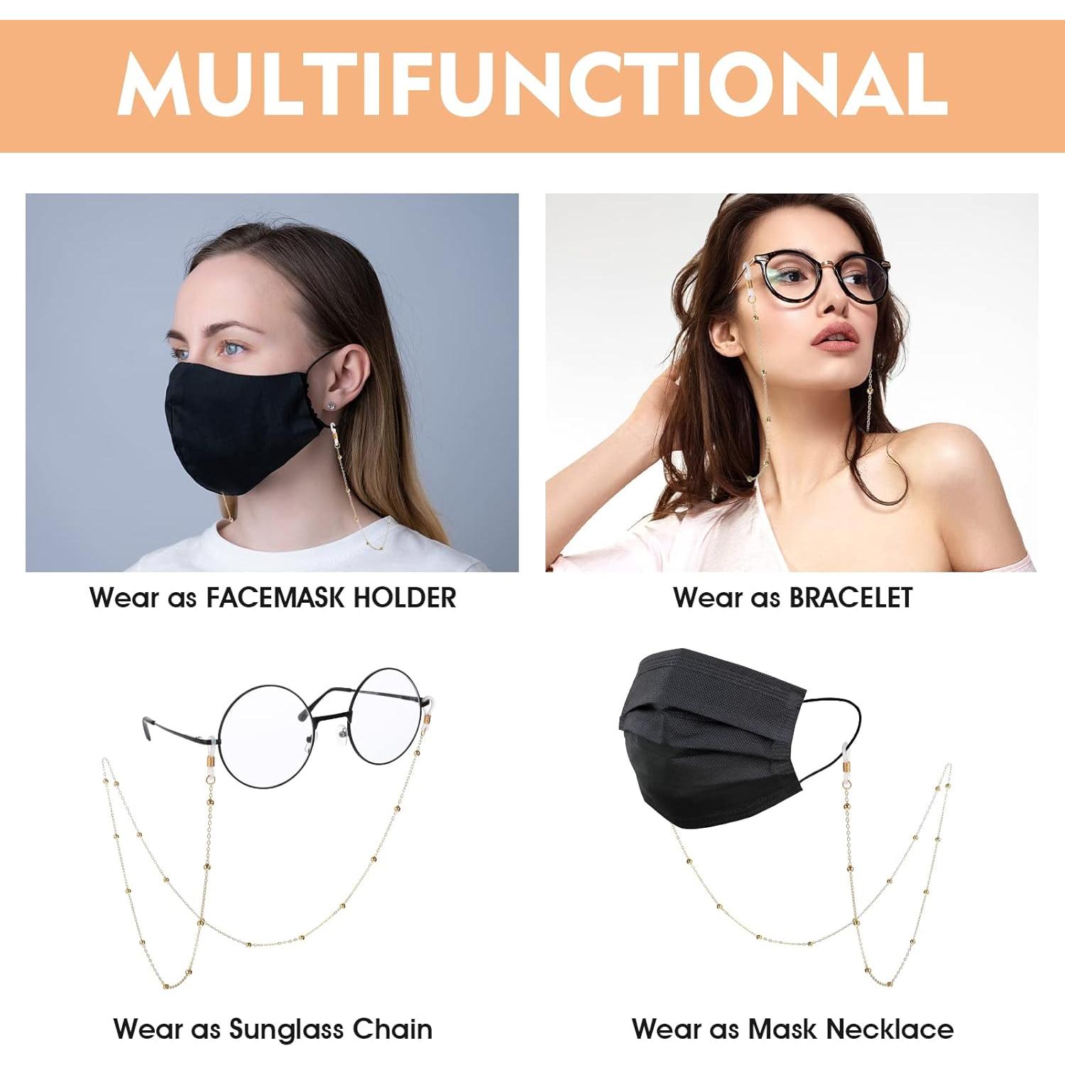 Cadena de Gafas WLLHYF para Mujeres 75 cm Metal Oro