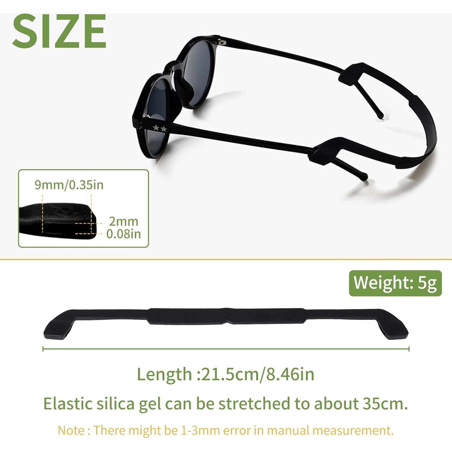 Correas de Gafas de Silicona - 3 Paquetes Ajustables